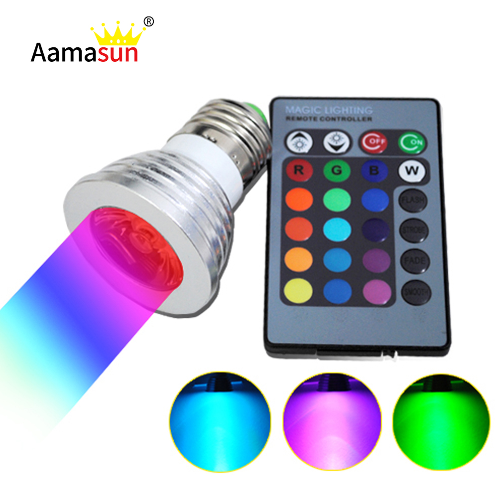 RGB LED  16    E27 4W Ʈ Ʈ AC 85V 127V 220V 265V Ȩ Ƽ  lightIR  1pcs/RGB LED lamps 16 Color Change bulb E27 4W Spotlight AC 85V 127
